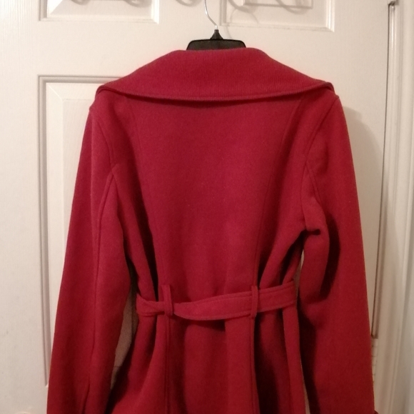 Red Pea Coat with waist strap - Picture 4 of 4